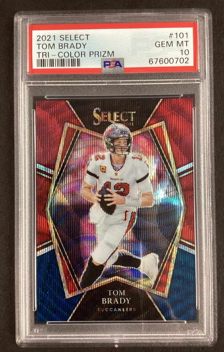 2021 Panini Select 101 Tom Brady Tri Color Prizm Parallel /199 Buccaneers PSA 10