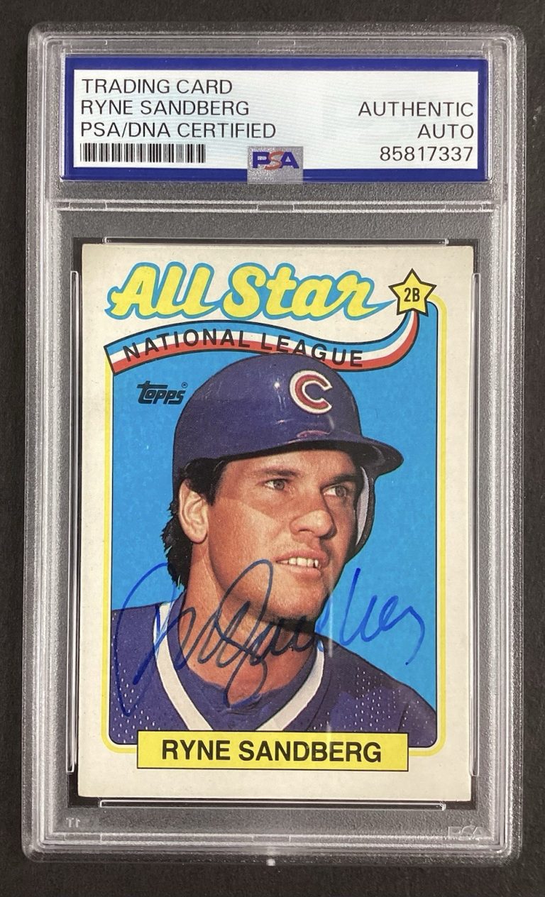 Ryne Sandberg Signed 1989 Topps #387 Baseball Card Cubs HOF Autograph PSA/DNA
