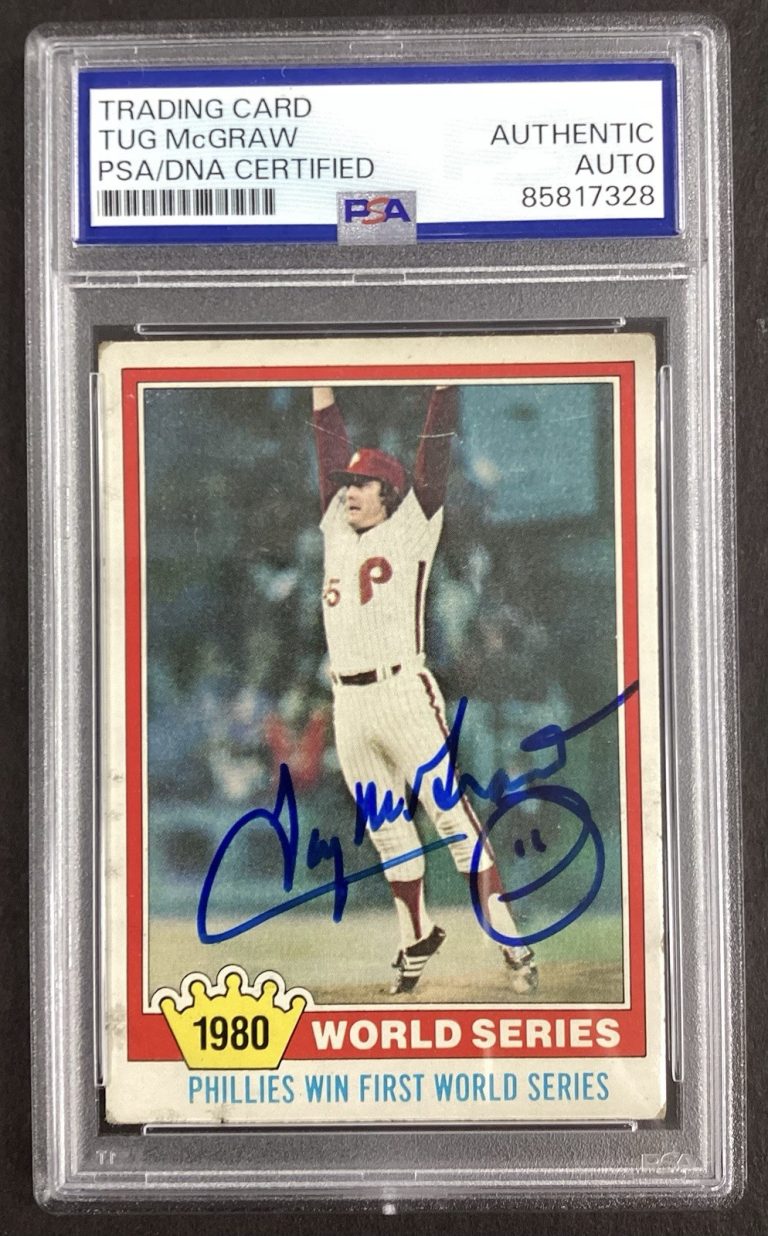 Tug McGraw Signed 1981 Topps #404 Baseball Card Phillies Autograph PSA/DNA