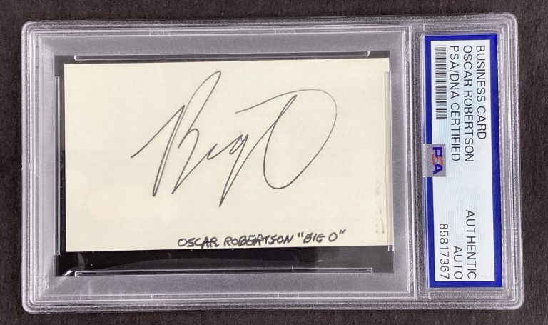 Oscar Robertson Signed Business Card Basketball Big O Bucks HOF Auto PSA/DNA
