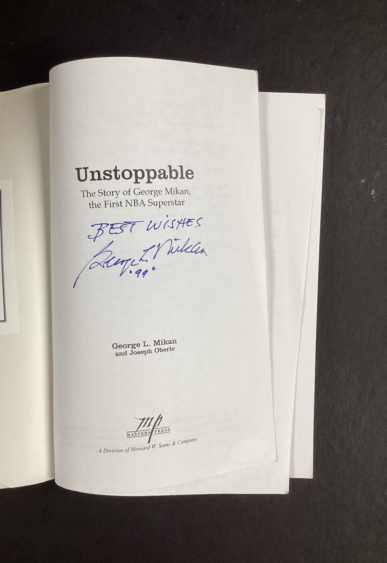 George Mikan Signed Book Unstoppable Basketball LA Lakers HOF Autograph JSA