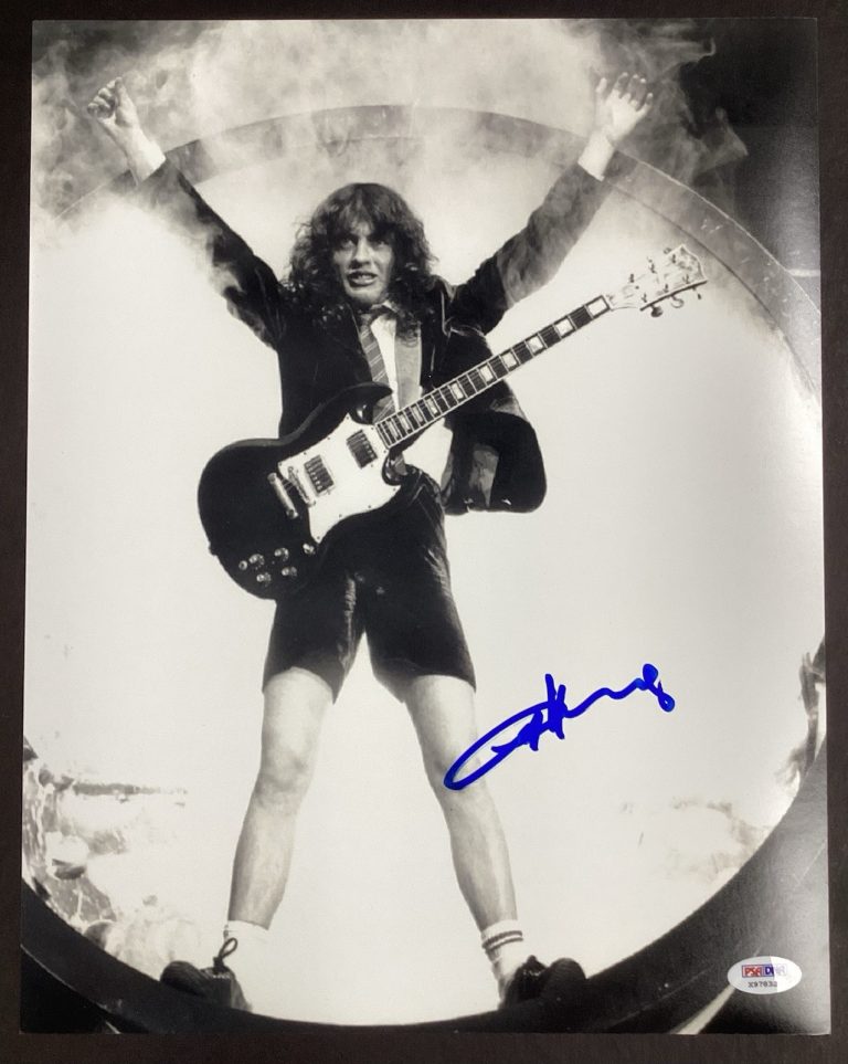 Angus Young Signed Photo 11x14 AC/DC Autograph Rock Lead Guitarist PSA/DNA