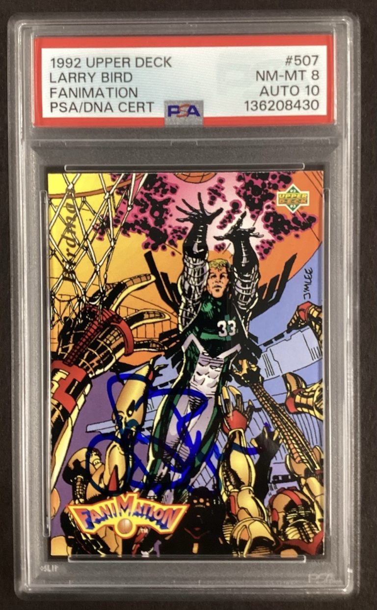 Larry Bird Signed 1992 UD #507 Fanimation Card Celtics HOF PSA 8 DNA Auto 10