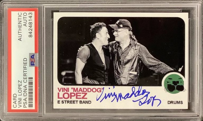 Vini Maddog Lopez Signed Trading Card Drummer Auto Bruce Springsteen PSA/DNA