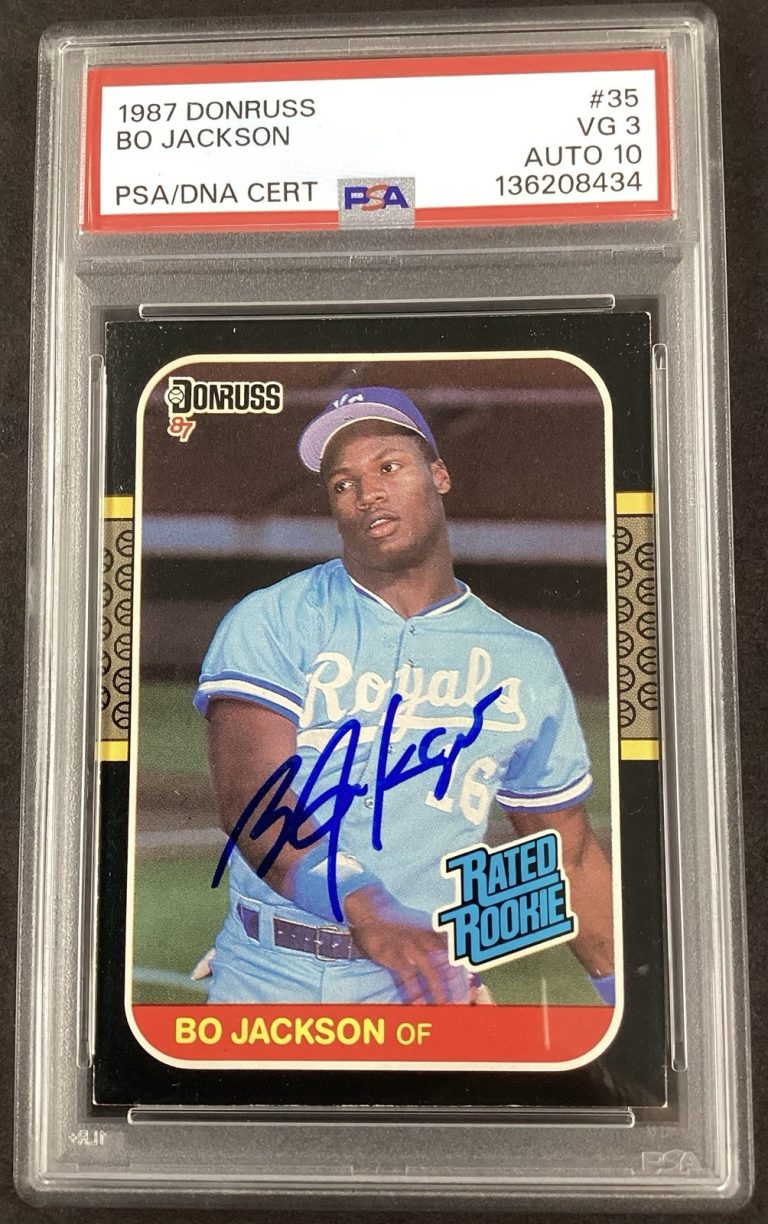 Bo Jackson Signed 1987 Donruss #35 Royals Baseball Card Autograph PSA 3 DNA 10