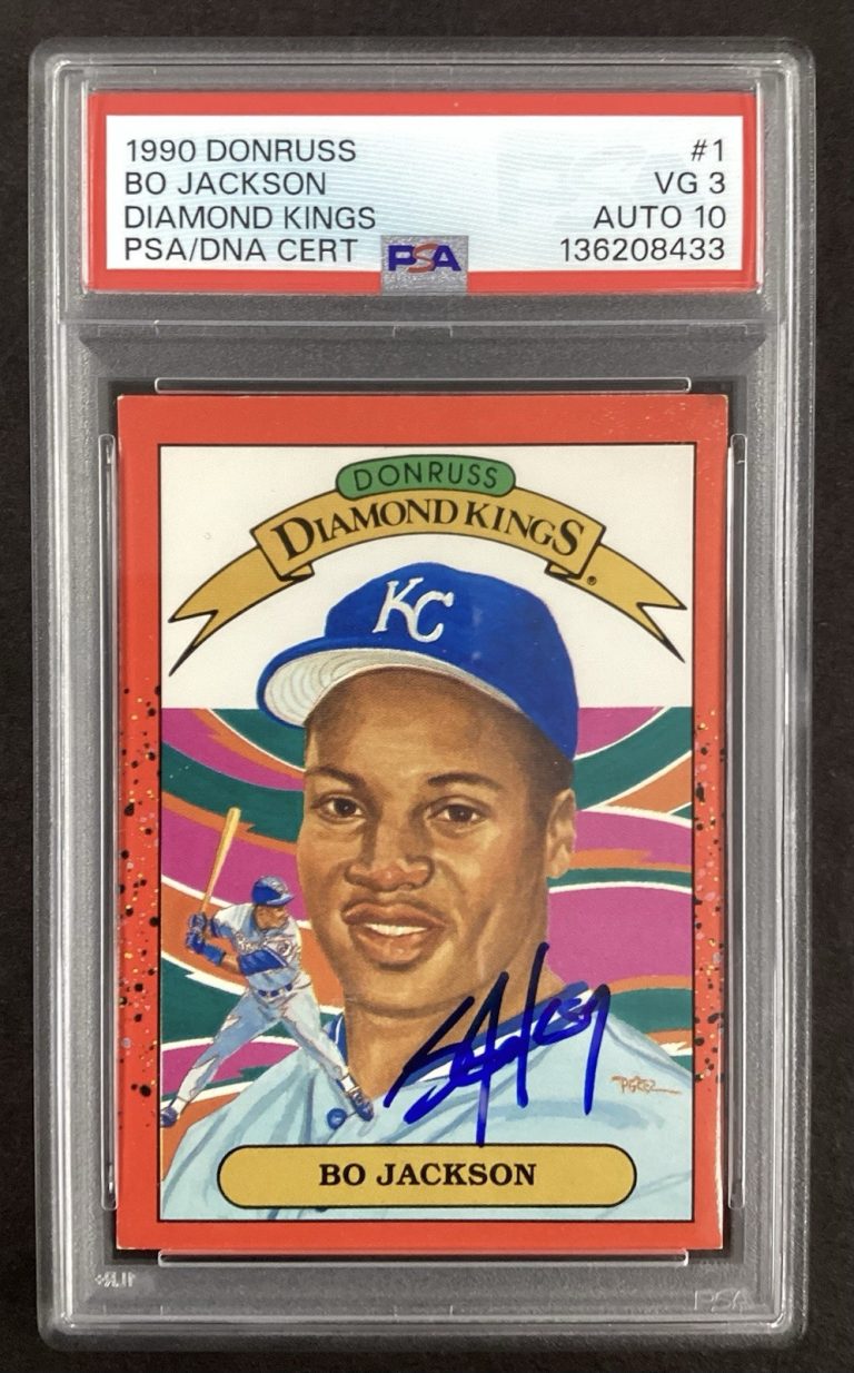 Bo Jackson Signed 1990 Donruss #1 Royals Baseball Card Auto PSA 3 DNA 10