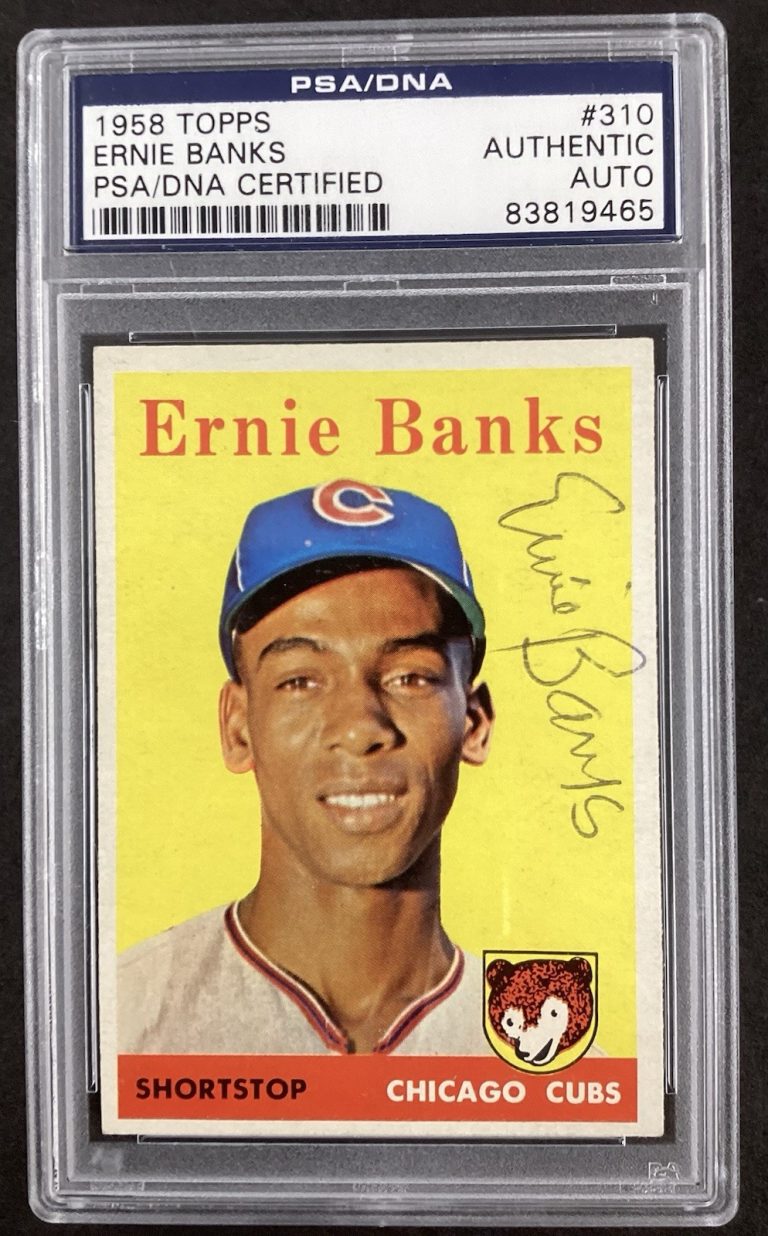 Ernie Banks Signed 1958 Topps #310 Cubs Baseball Card HOF Autograph PSA/DNA