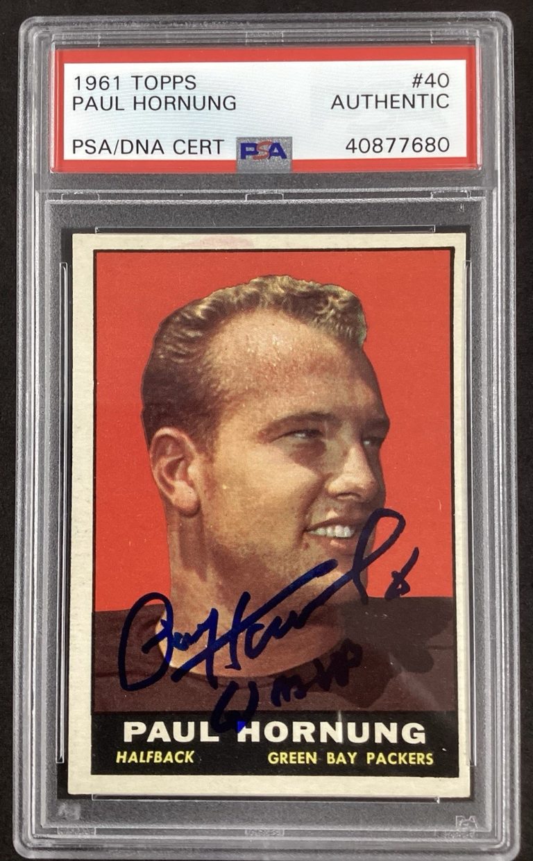 Paul Hornung Signed 1961 Topps #40 Card 61 MVP Inscr Football Autograph PSA/DNA