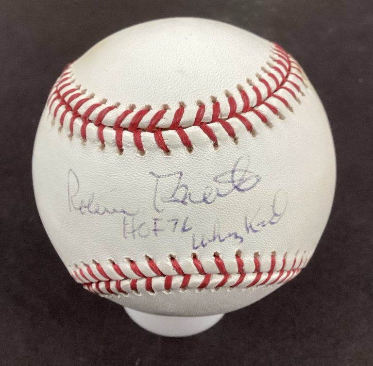 Robin Roberts Signed Baseball OMLB Whiz Kid Inscr Phillies HOF Auto MLB Sticker