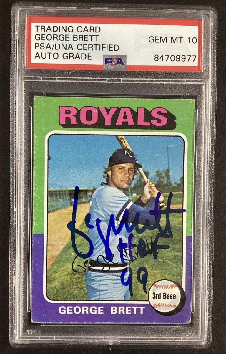 George Brett Signed 1975 Topps #228 Rookie Card Royals HOF99 PSA/DNA Auto Gem 10