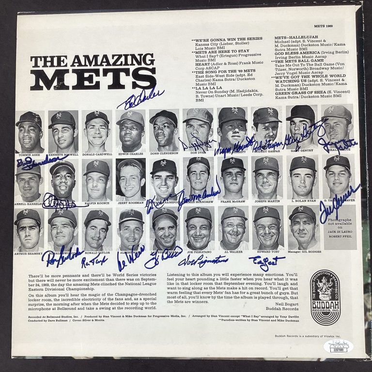 NY Mets 1969 Record Album Vinyl EP  World Series Tom Seaver Berra +14 Auto JSA