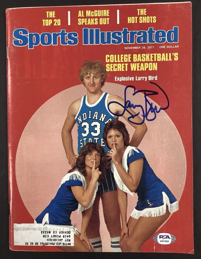 Larry Bird Signed Sports Illustrated 11/28/77 Basketball Celtics HOF Auto PSADNA