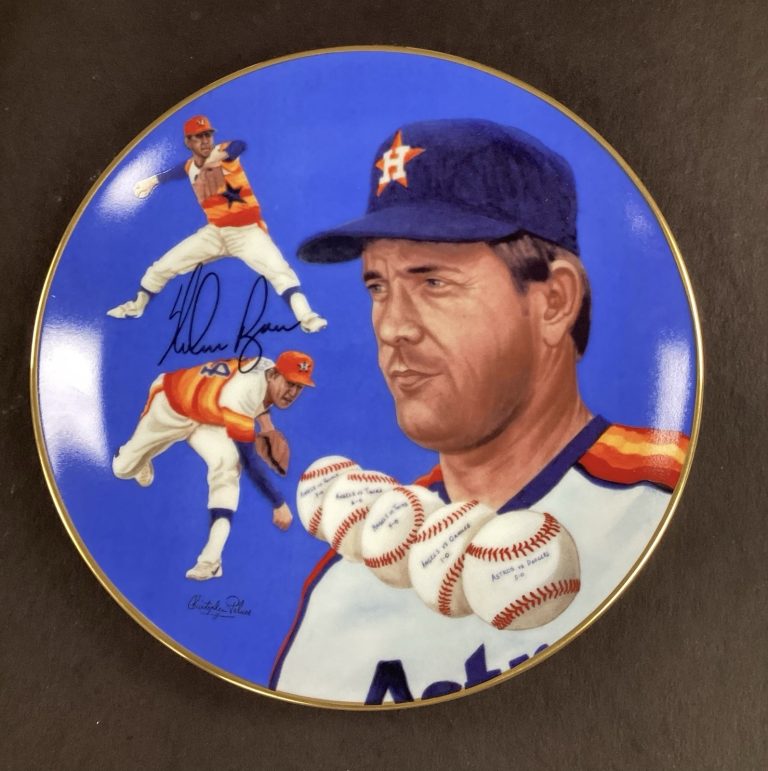 Nolan Ryan Signed Plate Houston Astros 8.5” Paluso 1983 Baseball HOF Auto JSA