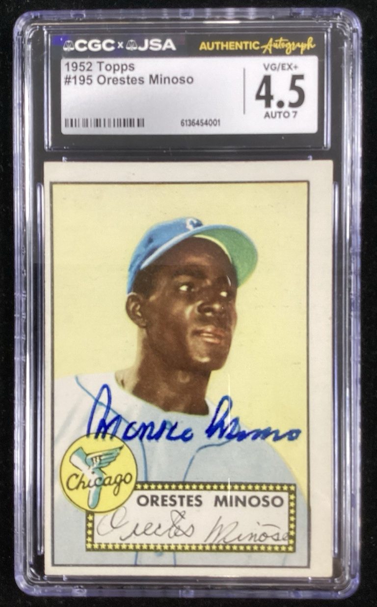 Minnie Minoso signed 1952 Topps #195 Baseball Orestes Autograph CGC JSA 4.5/7