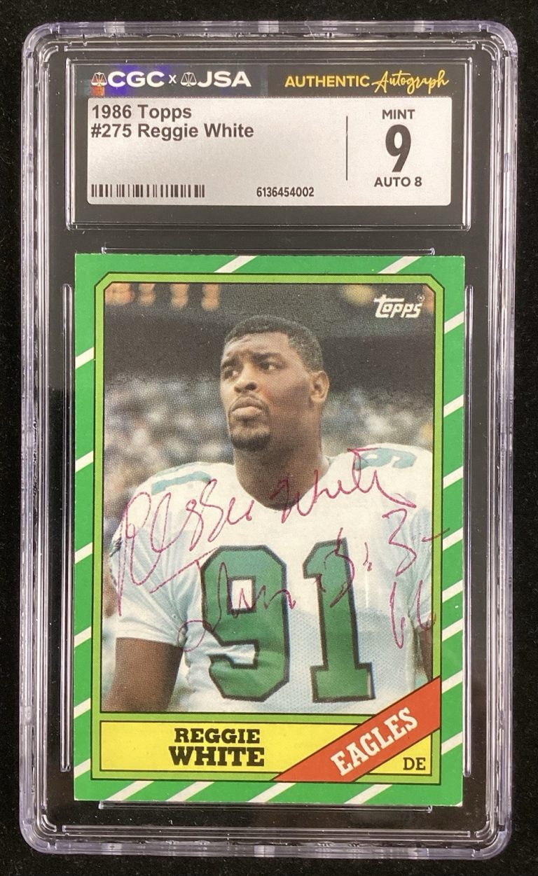 Reggie White Signed 1986 Topps #275 RC Eagles HOF Football Autograph CGC JSA 9/8