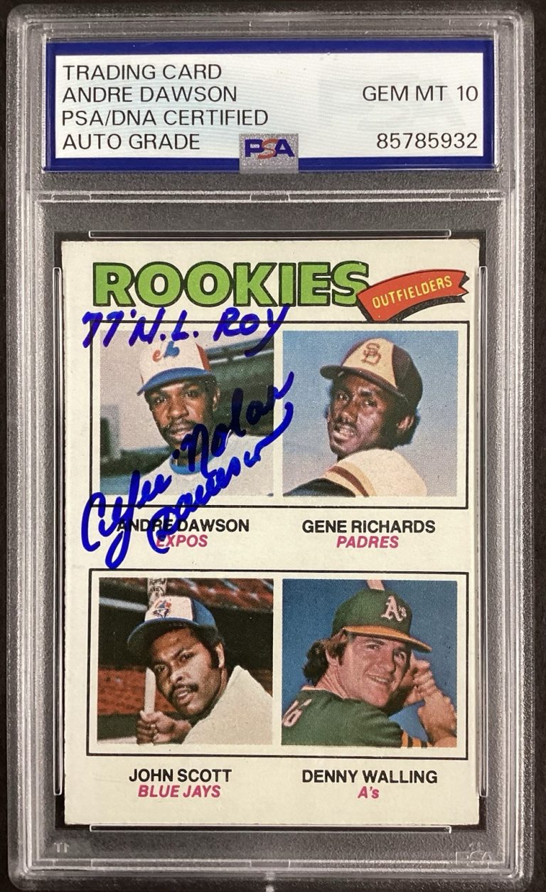 Andre Dawson Signed 1977 Topps #473 Baseball Card RC Expos Autograph PSA/DNA 10
