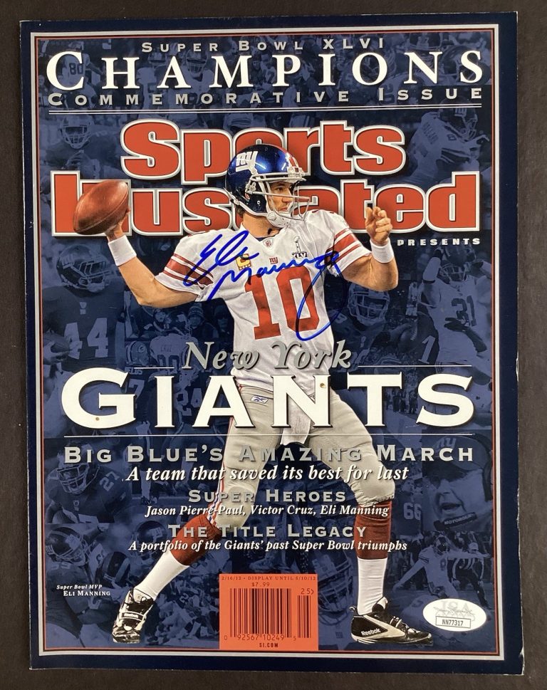 Eli Manning Signed Sports Illustrated 2/16/12 NO LABEL NY Giants Autograph JSA