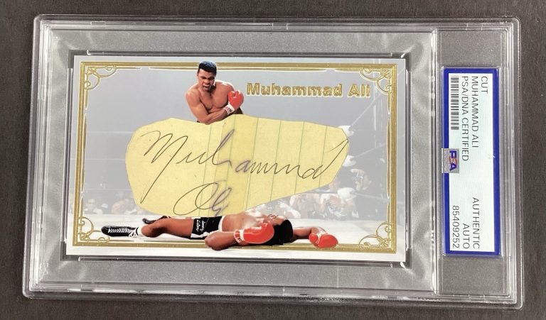 Muhammad Ali Signed Custom Card Cut Boxing Ali Over Liston HOF Autograph PSA/DNA