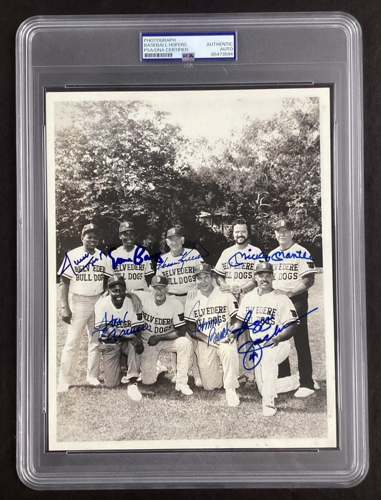 Mickey Mantle Signed Photo 8x10 Baseball Mr. Belvedere Mays +5 Auto HOF PSA/DNA