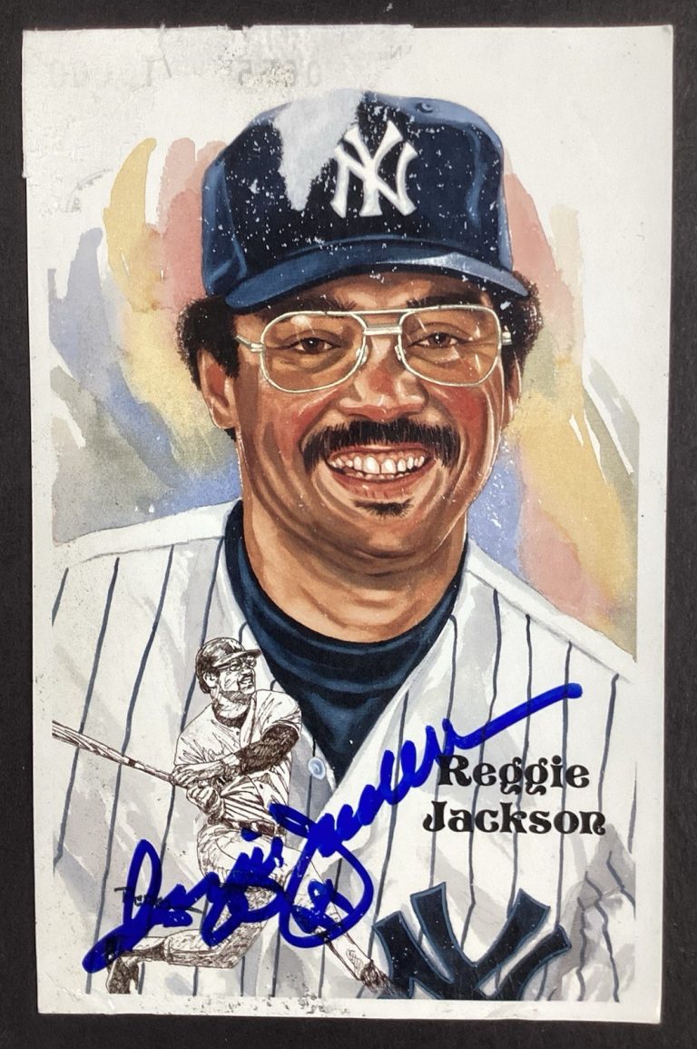 Reggie Jackson Signed Perez Steele Postcard Yankees DAMAGE HOF Autograph TPG #4