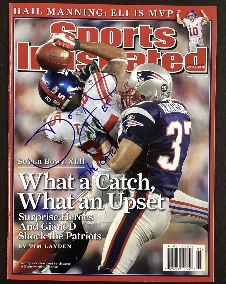 David Tyree Signed Sports Illustrated 2/11/08 No Label NYG Auto Catch Inscr JSA