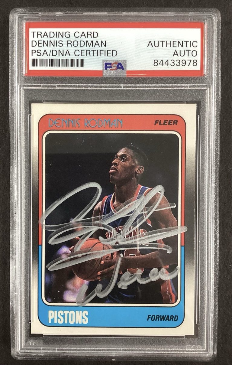 Dennis Rodman Signed 1988 Fleer #43 Rookie Card Pistons Autograph HOF PSA/DNA
