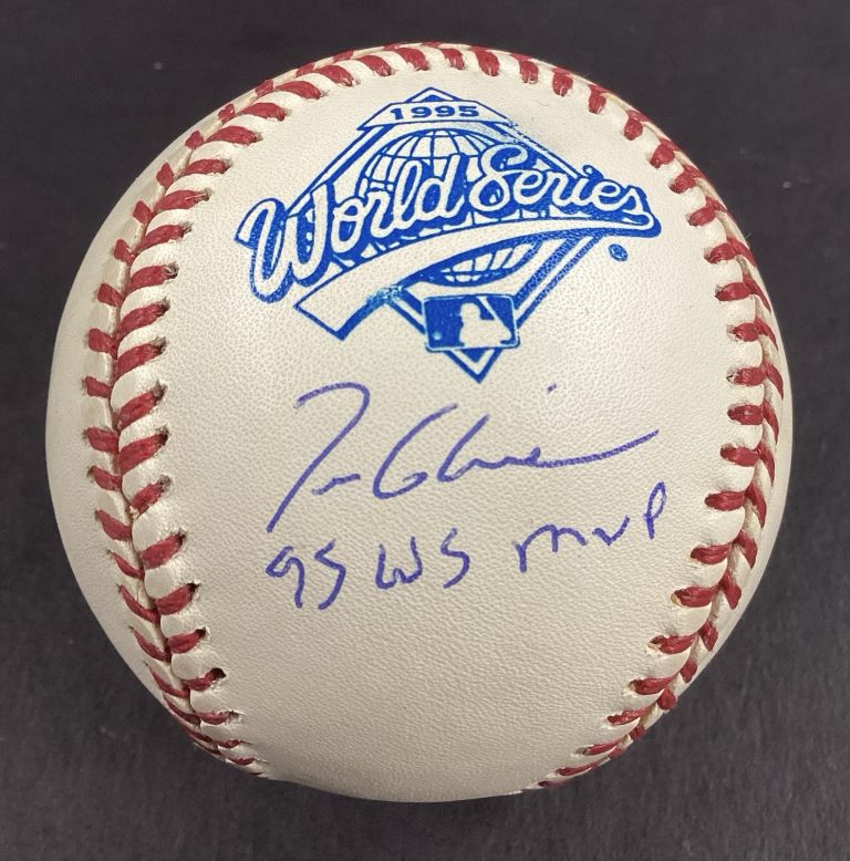 Tom Glavine Signed 1995 World Series OMLB Baseball Braves HOF Insc Auto JSA #2