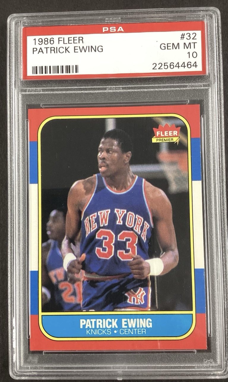 1986 Fleer Basketball Card Patrick Ewing Rookie RC Knicks #32 PSA 10 GEM MINT
