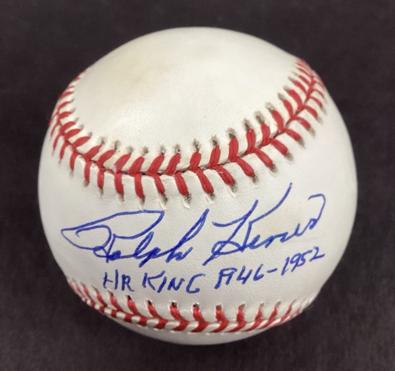 Ralph Kiner Signed Baseball OMLB Pittsburgh Pirates HOF 1975 Insc Autograph JSA