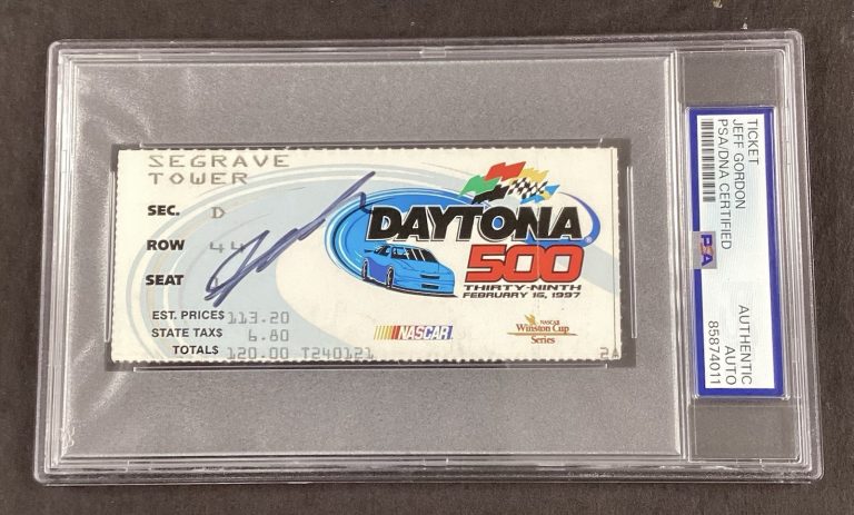 Jeff Gordon Signed Ticket Stub Daytona 500 2/16/97 Winston Cup Auto PSA/DNA