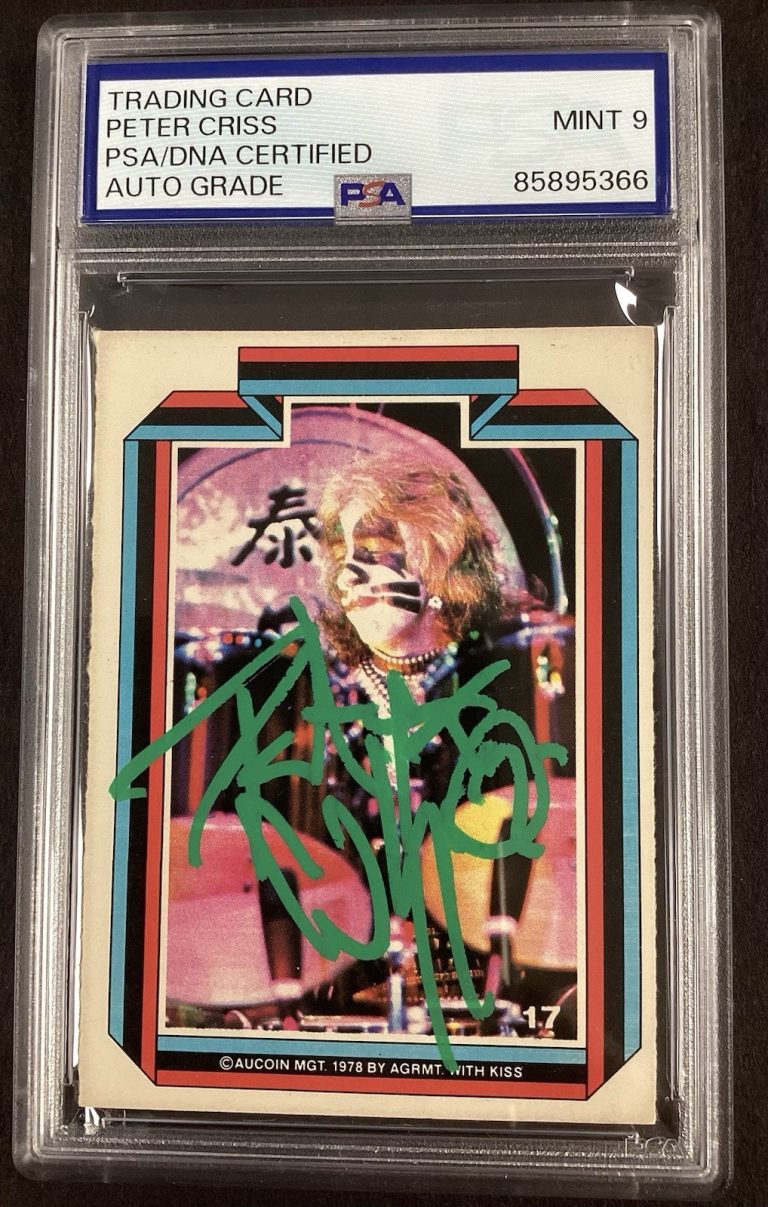 Peter Criss Signed 1978 Donruss #17 Trading Card KISS Autograph PSA/DNA Mint 9