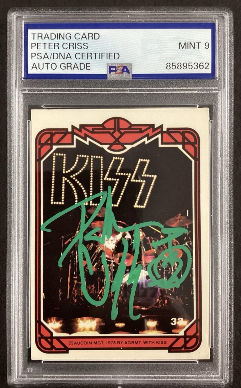 Peter Criss Signed 1978 Donruss #32 Trading Card KISS Autograph PSA/DNA Mint 9