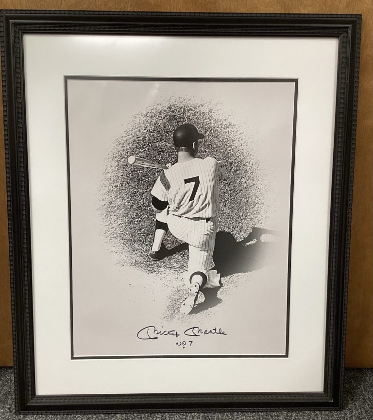Mickey Mantle Signed Photo 16x20 On Deck Yankees Autograph No 7 Framed PSA/DNA