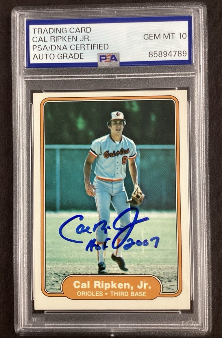 Cal Ripken Jr. Signed 1982 Fleer #176 Baseball Card HOF Insc Auto PSA/DNA 10