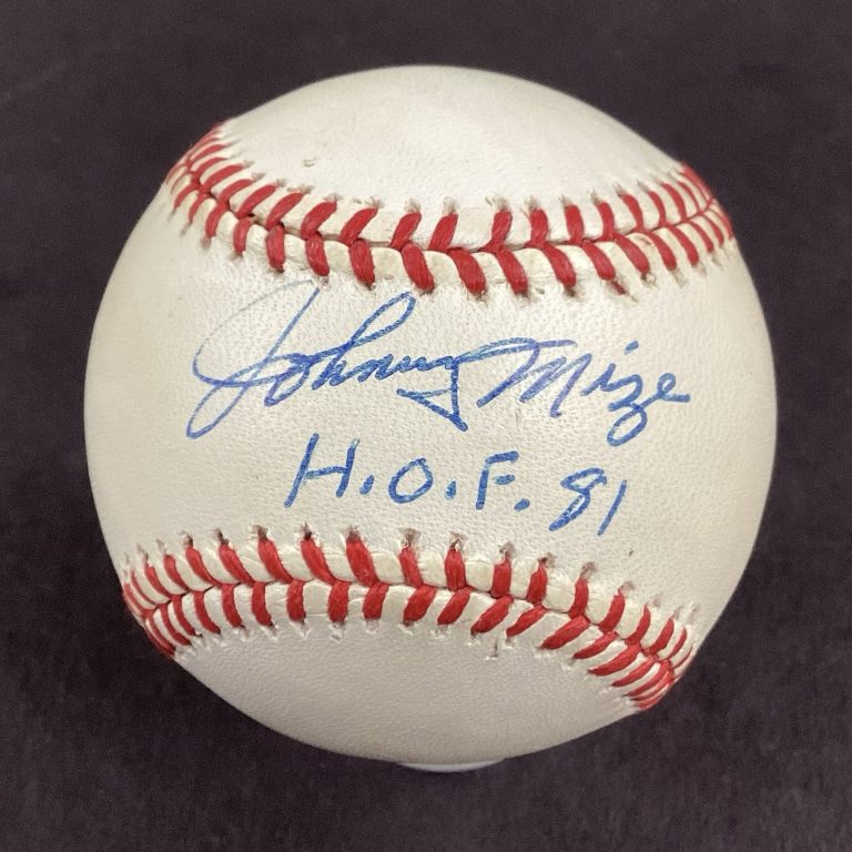 Johnny Mize Signed Baseball OMLB New York Yankees HOF 81 Inscr Autograph Beckett