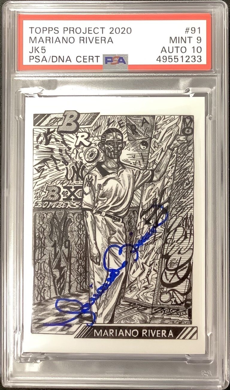 Mariano Rivera Signed Topps Project 2020 #91 PSA/DNA Baseball Card 9 Auto 10 JK5