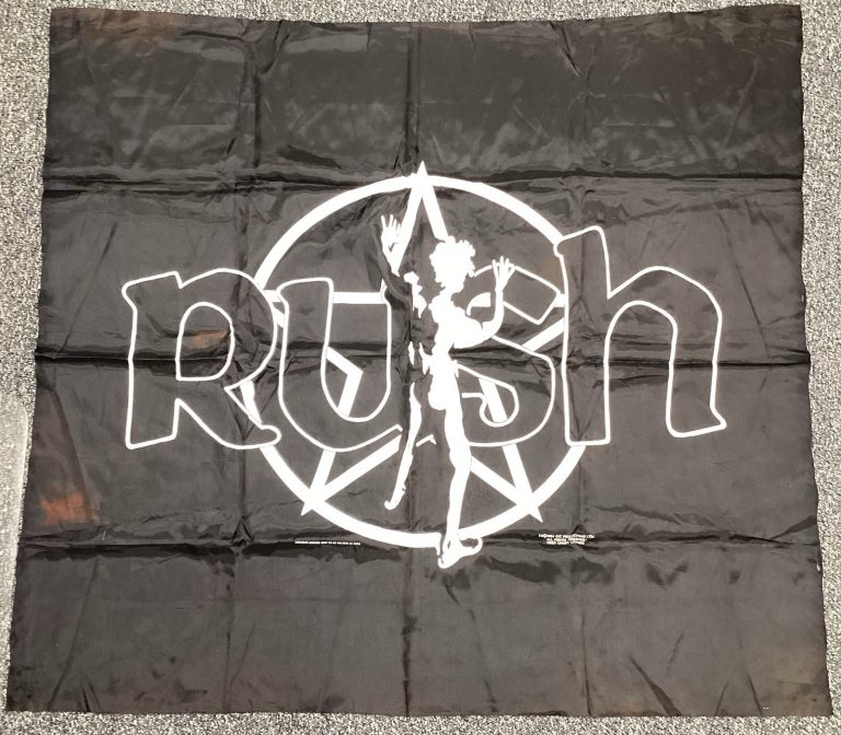 Vintage RARE 1984 RUSH Flag Banner 2112 Starman Silk Fabric Cloth Black 42”x42”