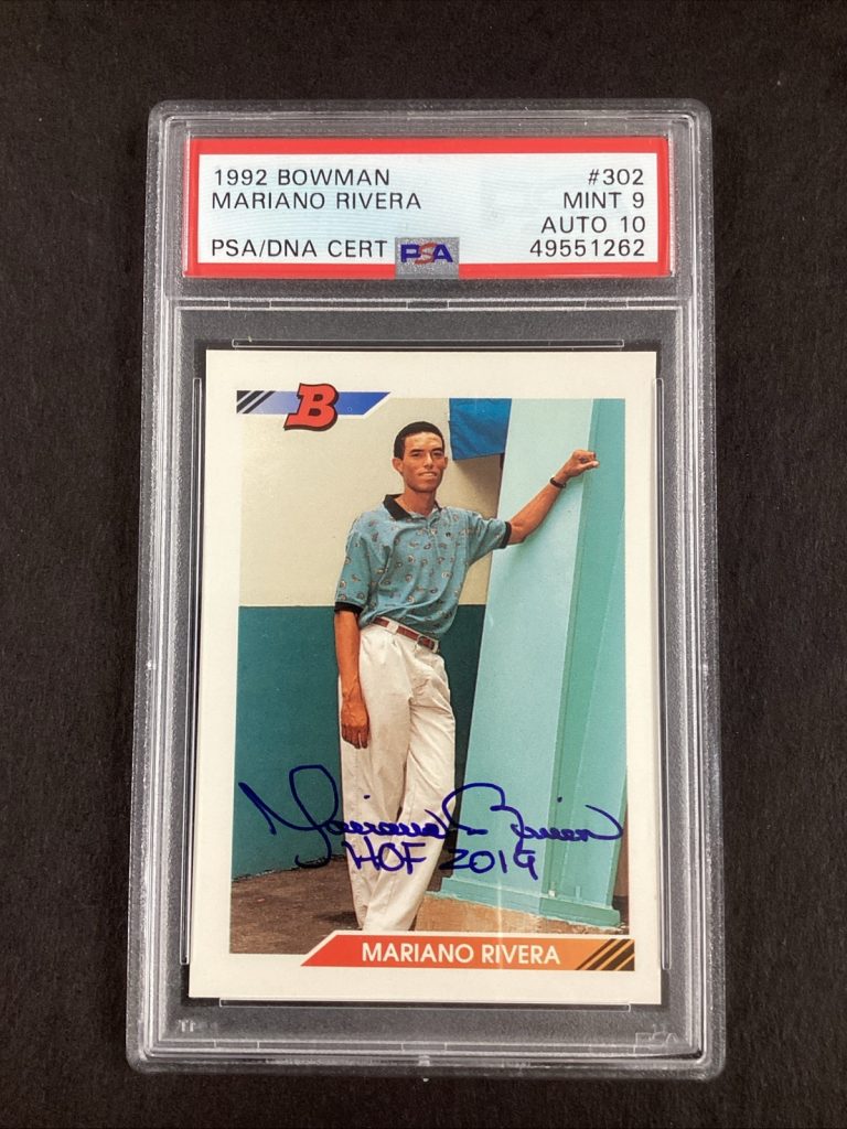 Mariano Rivera Signed 1992 Bowman #302 Rookie Card PSA/DNA Auto 10 Card Mint 9