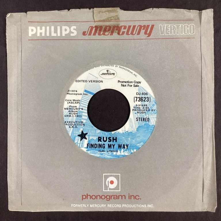 Rare 1974 RUSH Finding my Way 1974 Mercury 73623 Promo Copy 45 Geddy Lee Lifeson