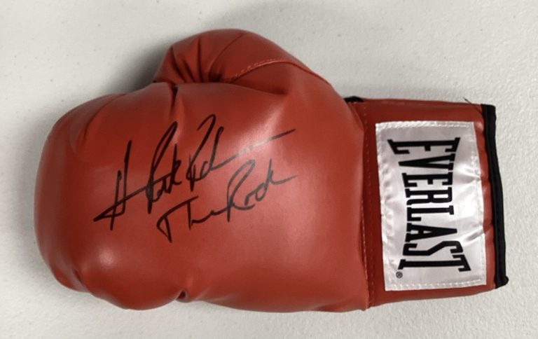 Hasim Rahman Signed Boxing Glove Red Everlast The Rock Inscr Autograph TPG