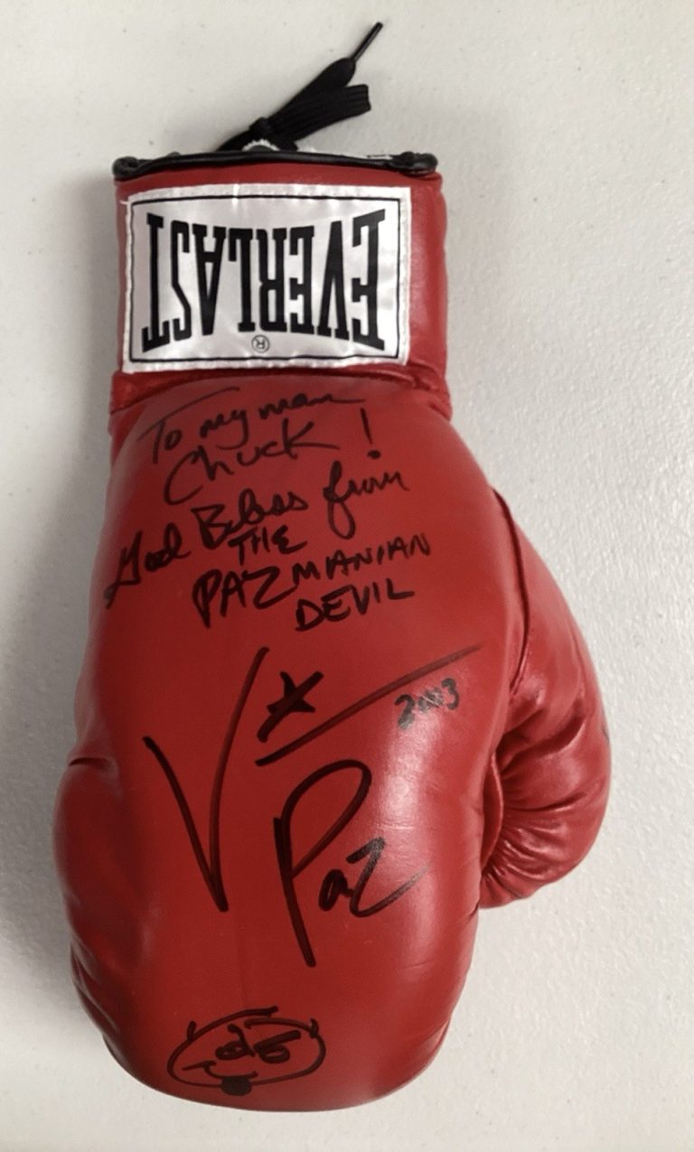 Vinny Pazienza Signed Boxing Glove Red Everlast Pazmanian Devil+ Autograph TPG