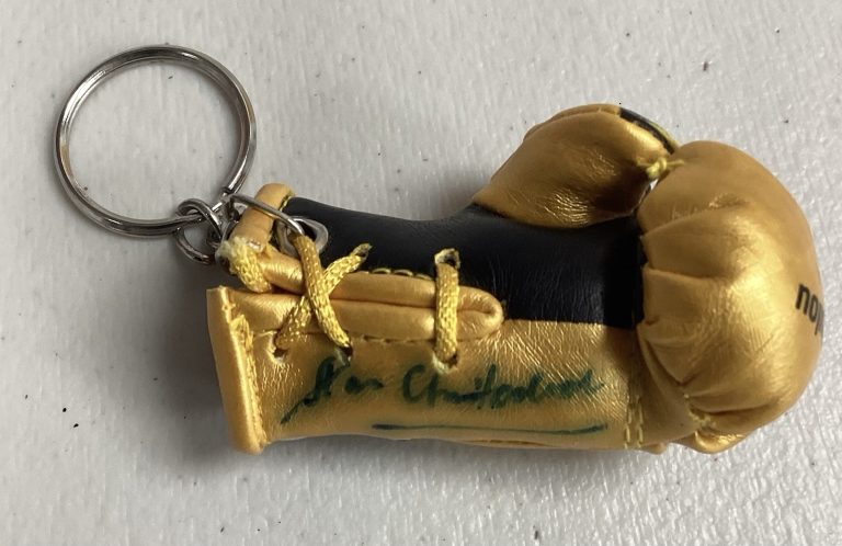 Stan Christodoulou Signed Mini Boxing Glove Key Chain Gold HOF Referee Auto TPG