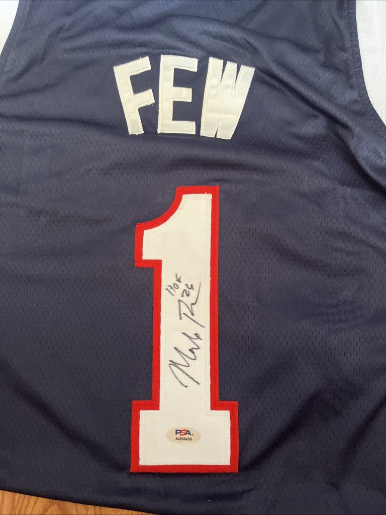 GONZAGA BULLDOGS MARK FEW SIGNED AUTOGRAPHED JERSEY PSA COA HOF COACH INSCRIP