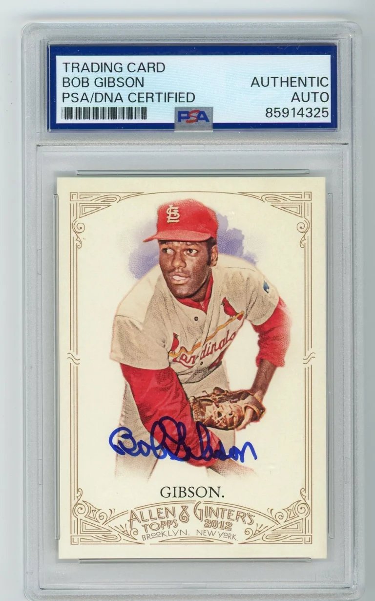 Signed Baseball Card Auto Bob Gibson 2012 Allen Ginter #311 Cardinals PSA/DNA