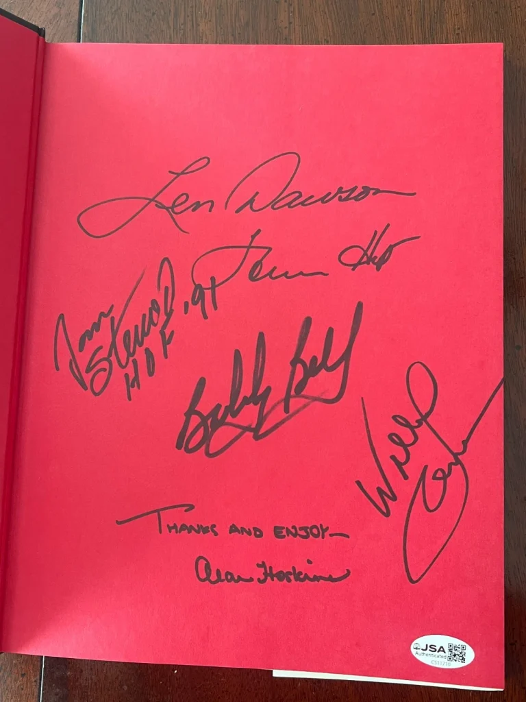 LEN DAWSON LAMAR HUNT BELL LANIER + KANSAS CITY CHIEFS SIGNED WARPATHS BOOK JSA