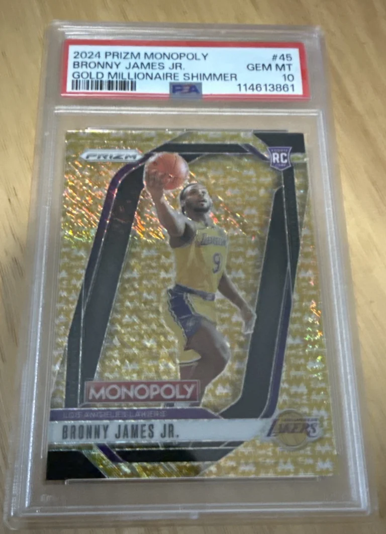 Panini 2024-25 Prizm Monopoly Bronny James Jr. #45 Gold Shimmer /500 RC PSA 10