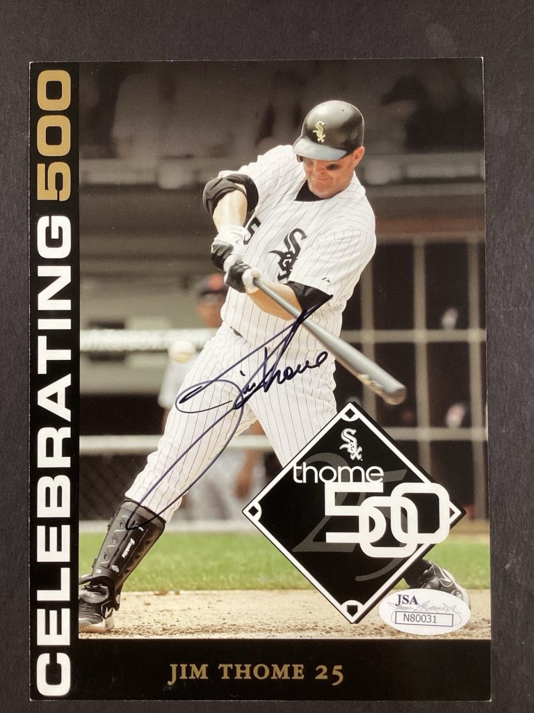 Jim Thome Signed Postcard 500th Homerun Chicago White Sox Baseball Autograph JSA