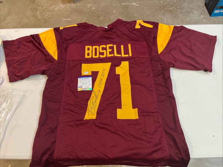 Tony Boselli Autographed/Signed Jersey PSA  COA USC Trojans Pro Bowl Pac 10 Insc