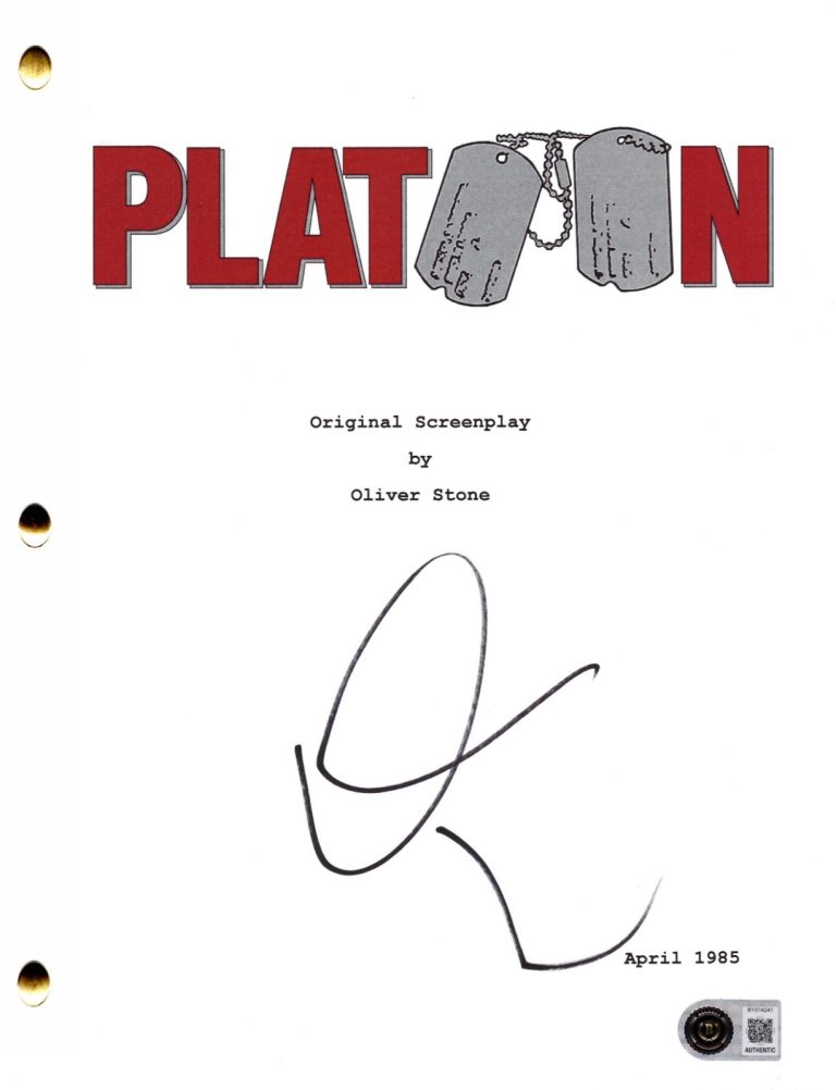 Willem Dafoe Signed Platoon Full Script Authentic Autograph Beckett