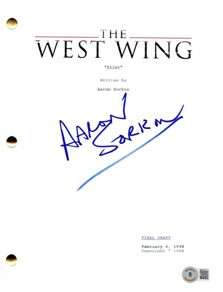 Aaron Sorkin Signed The West Wing Pilot Script Authentic Autograph Beckett